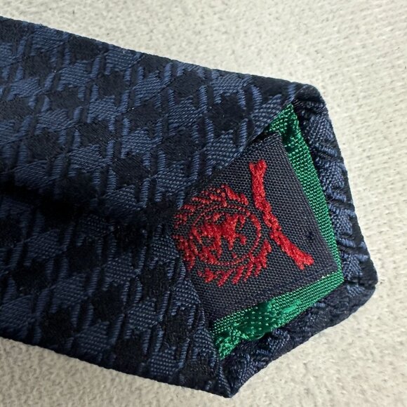 Tommy Hilfiger Navy Blue Silk Tie Circle Pattern Made In USA Classic Menswear - Picture 2 of 5